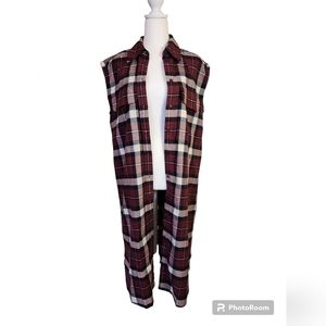 Banana Republic Flannel Plaid Sleeveless Midi Shirtdress 